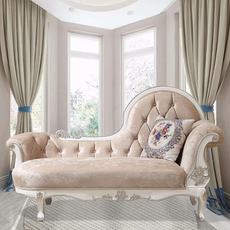 Modern Glam Upholstered Chaise Lounge Couch Rolled Arms Chaise