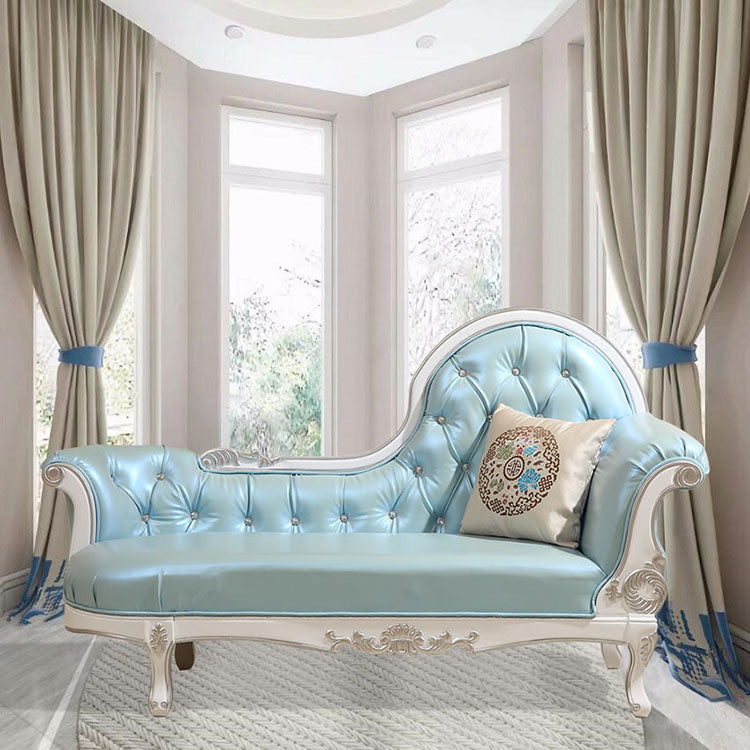 Modern Glam Upholstered Chaise Lounge Couch Rolled Arms Chaise
