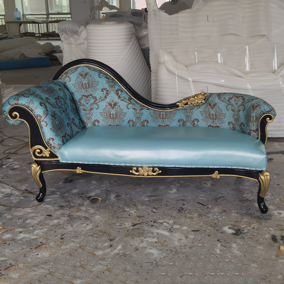 Modern Glam Upholstered Chaise Lounge Couch Rolled Arms Chaise