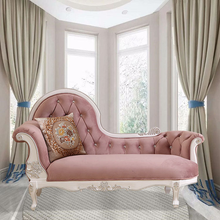 Modern Glam Upholstered Chaise Lounge Couch Rolled Arms Chaise