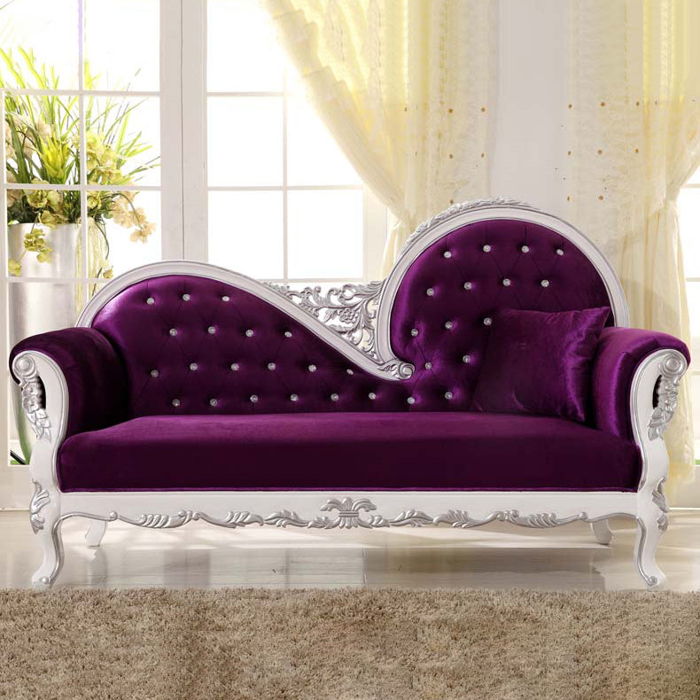 Modern Glam Upholstered Chaise Lounge Couch Rolled Arms Chaise