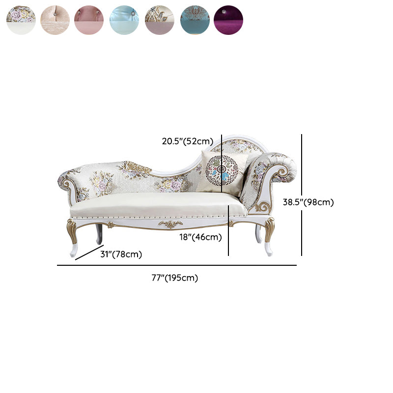 Modern Glam Upholstered Chaise Lounge Couch Rolled Arms Chaise