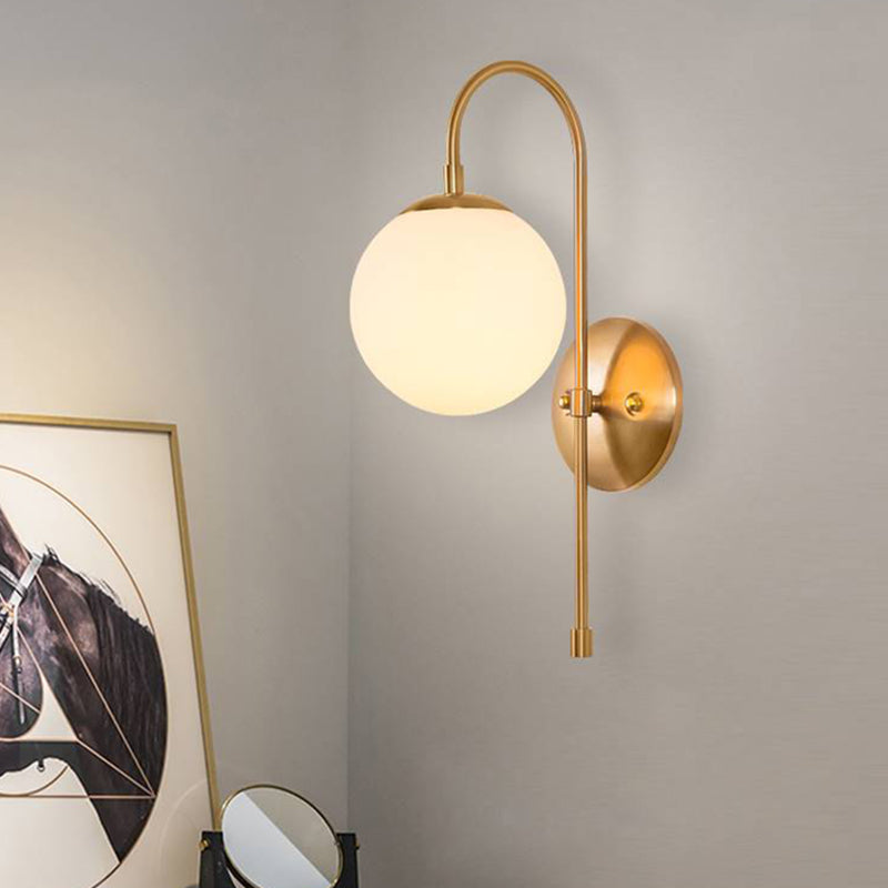 Contemporary Glass Shade Vanity Light Metal Wall Light Sconce for Washroom