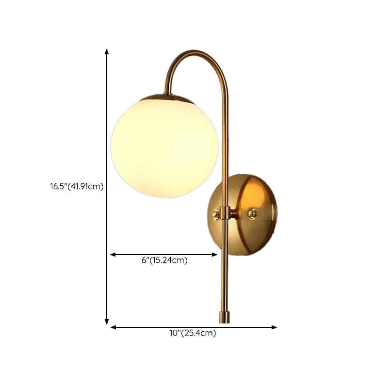 Contemporary Glass Shade Vanity Light Metal Wall Light Sconce for Washroom