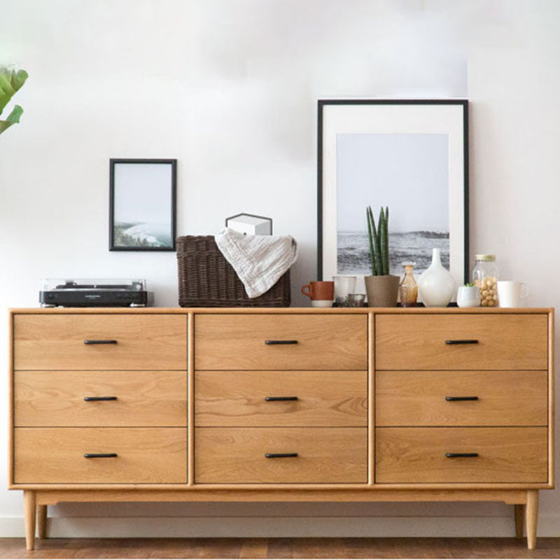 Modern Dresser Solid Wood Storage Chest Dresser with 9 Drawers