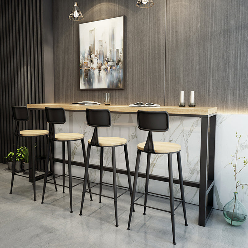 Rectangle Bar Pub Table Set 1/3 Pcs Solid Wood Top Bar Table and Metal Stools