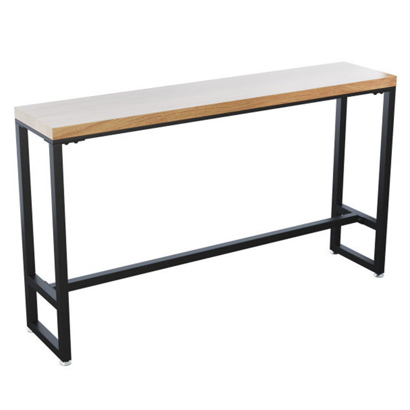 Rectangle Bar Pub Table Set 1/3 Pcs Solid Wood Top Bar Table and Metal Stools