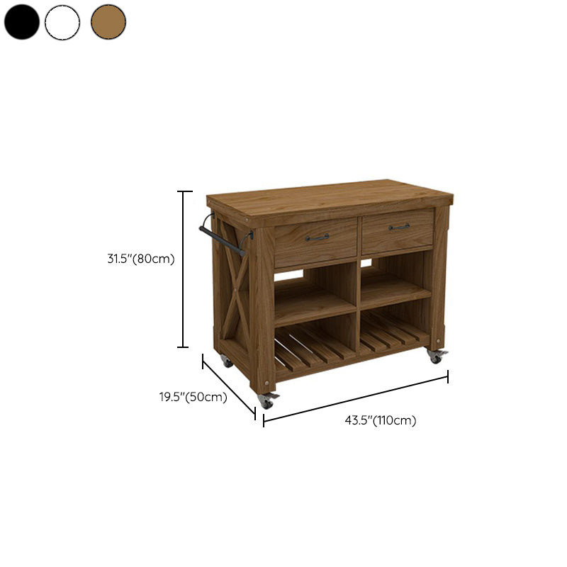 Modern Dining Room Prep Table Rectangular Kitchen Trolley with Open Storage