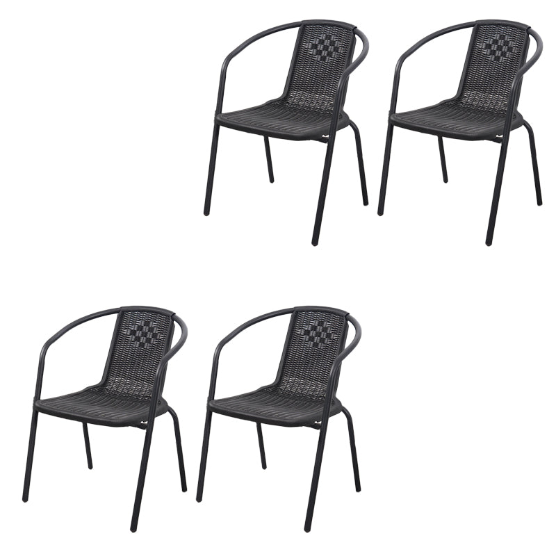 Tropical Dining Armchair in Black/Brown Rattan Outdoor Chair Stacking Armchair
