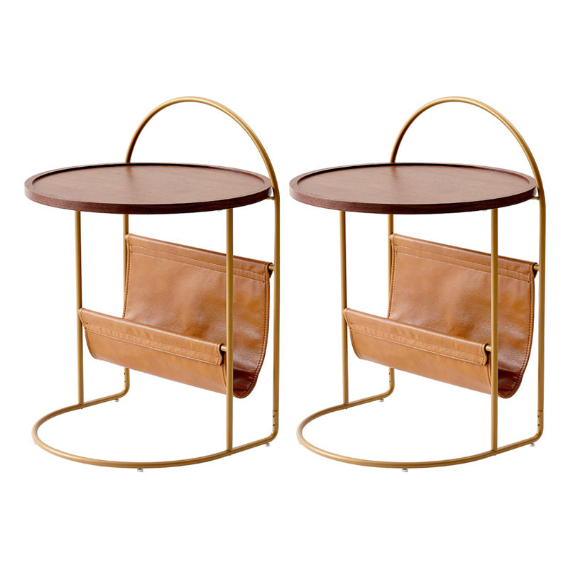 Brone Tray Top Corner Table Solid Wood Side Table with Storage