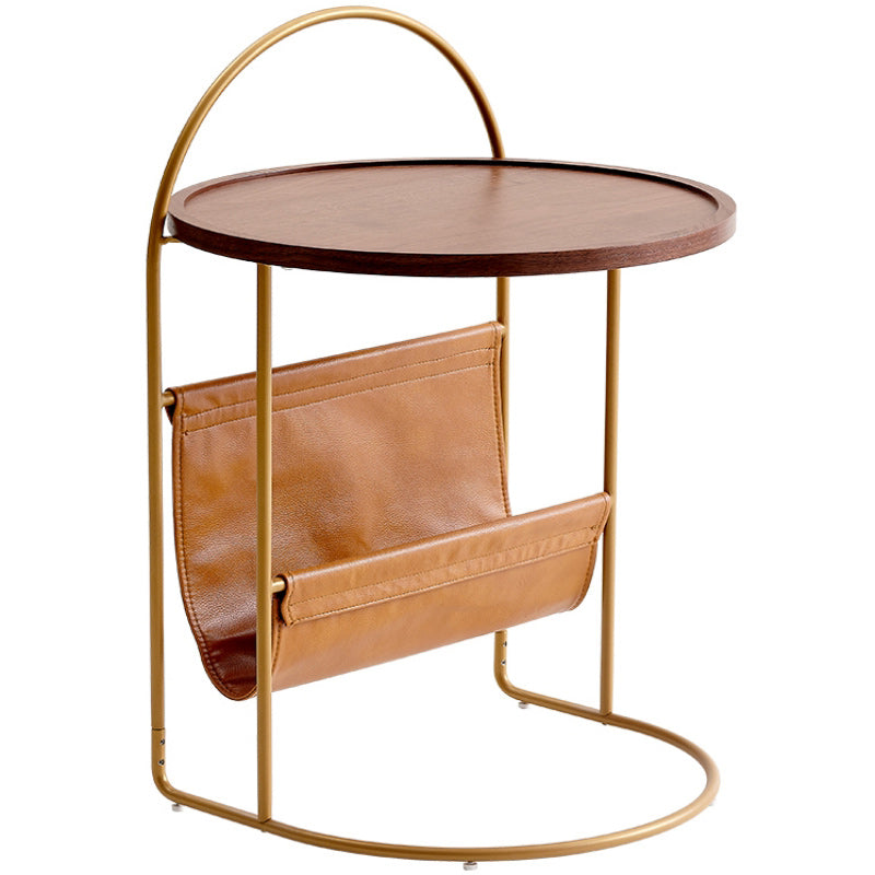 Brone Tray Top Corner Table Solid Wood Side Table with Storage