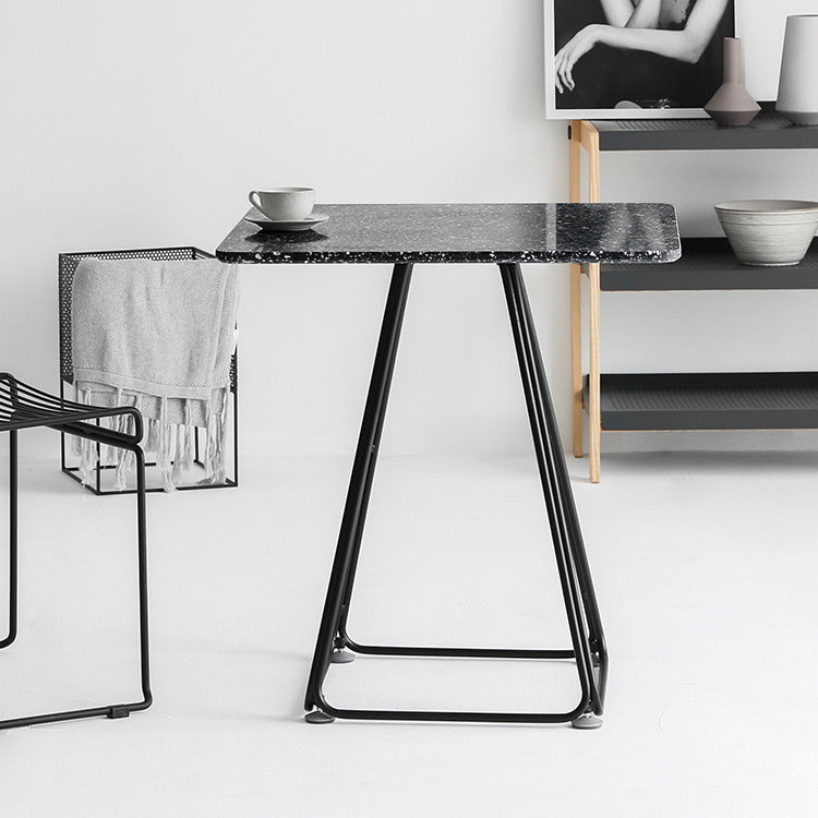 Modern Stone Geometric Dining Table Metal Base for Dining Room