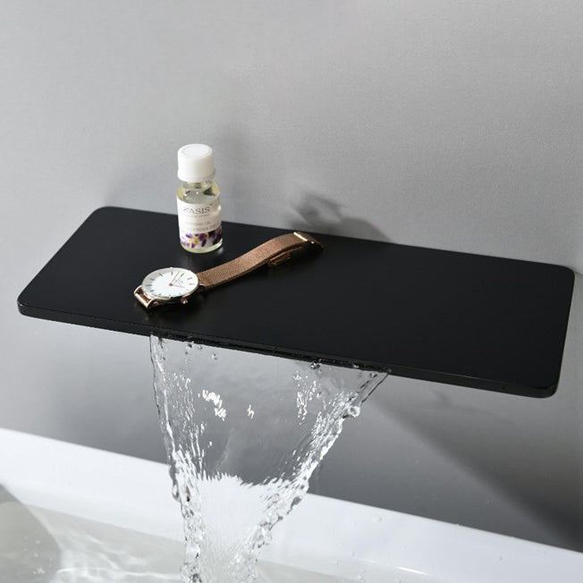 Sink Faucet Wall Mount Waterfall Spout 2 Holes Lever Handle Bathroom Faucet