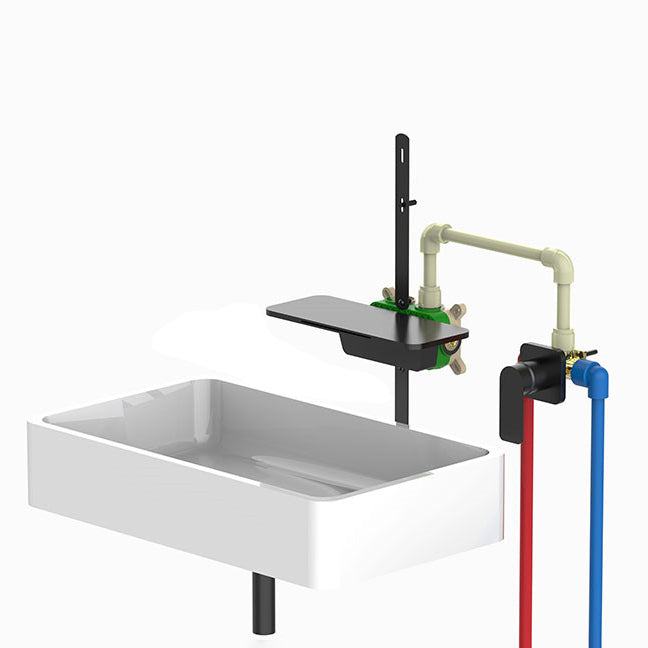 Sink Faucet Wall Mount Waterfall Spout 2 Holes Lever Handle Bathroom Faucet