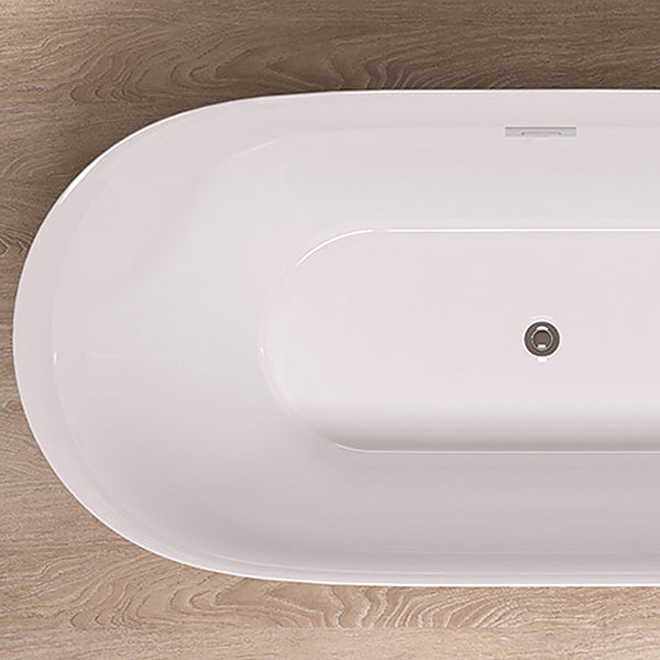 Modern Back to Wall Bath Oval White Soaking Acrylic Freestanding Bathtub