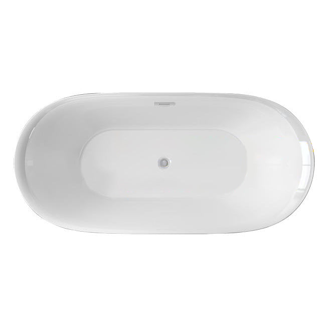 Modern Back to Wall Bath Oval White Soaking Acrylic Freestanding Bathtub