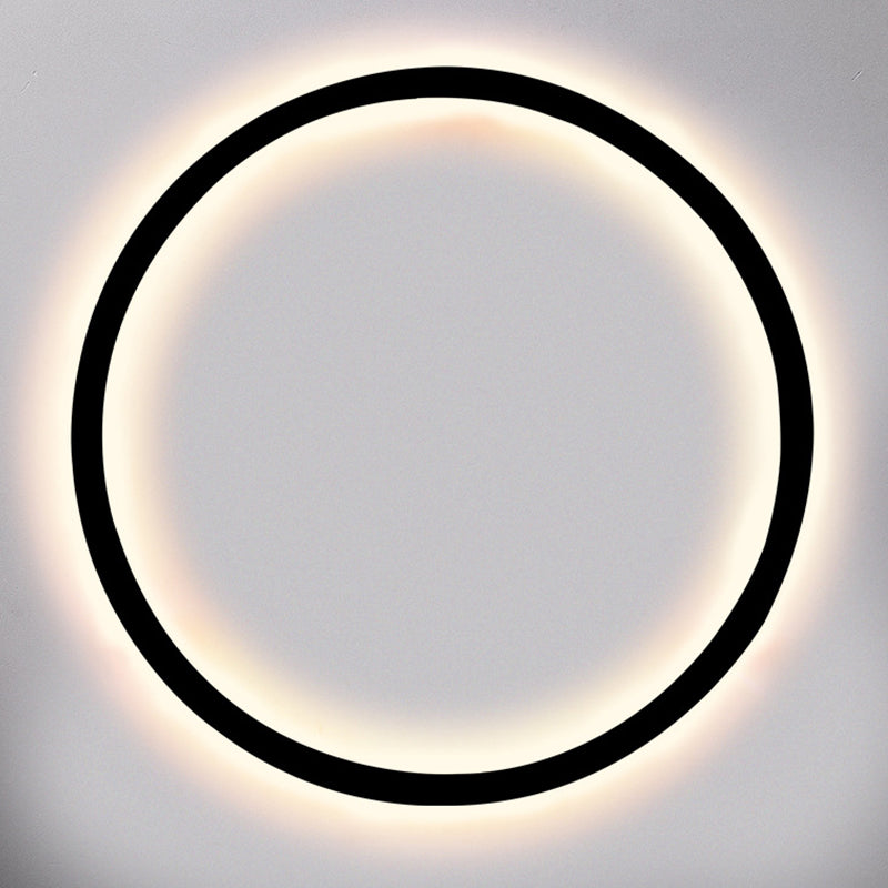 Circular Wall Light Fixture Modern Metal 1 Light Wall Sconce in Black