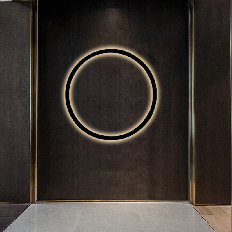 Circular Wall Light Fixture Modern Metal 1 Light Wall Sconce in Black