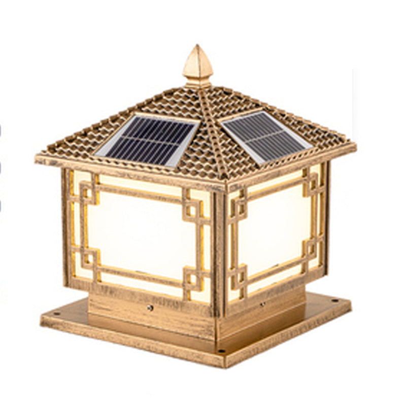 Rectangle Shape Metal Outdoor Lamp Modern Style 1-Light Solar Pillar Light