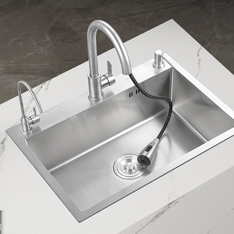 Contemporary Style Kitchen Sink Soundproof Detail Kitchen Sink with Overflow Hole