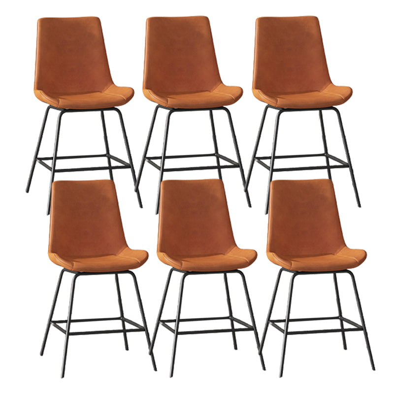 Leather Contemporary Counter & Bar Stools Matte Finish Indoor Stools with Metal Frame