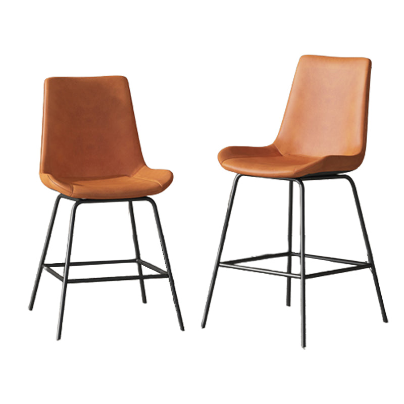 Leather Contemporary Counter & Bar Stools Matte Finish Indoor Stools with Metal Frame