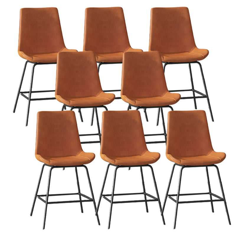 Leather Contemporary Counter & Bar Stools Matte Finish Indoor Stools with Metal Frame