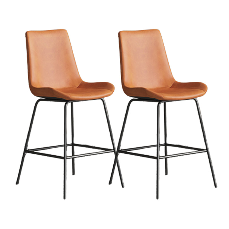 Leather Contemporary Counter & Bar Stools Matte Finish Indoor Stools with Metal Frame