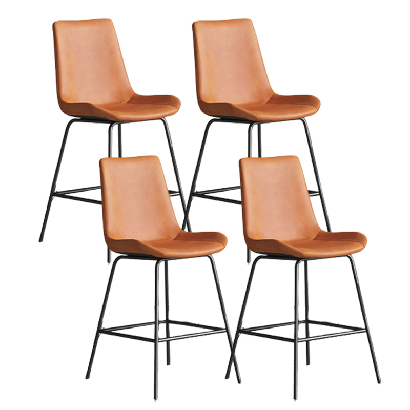 Leather Contemporary Counter & Bar Stools Matte Finish Indoor Stools with Metal Frame