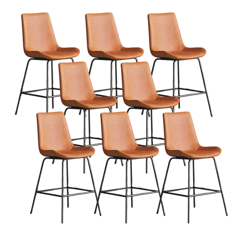Leather Contemporary Counter & Bar Stools Matte Finish Indoor Stools with Metal Frame