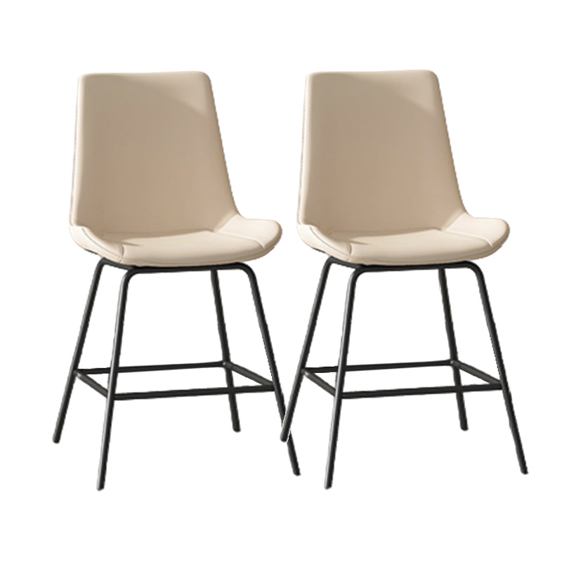 Leather Contemporary Counter & Bar Stools Matte Finish Indoor Stools with Metal Frame