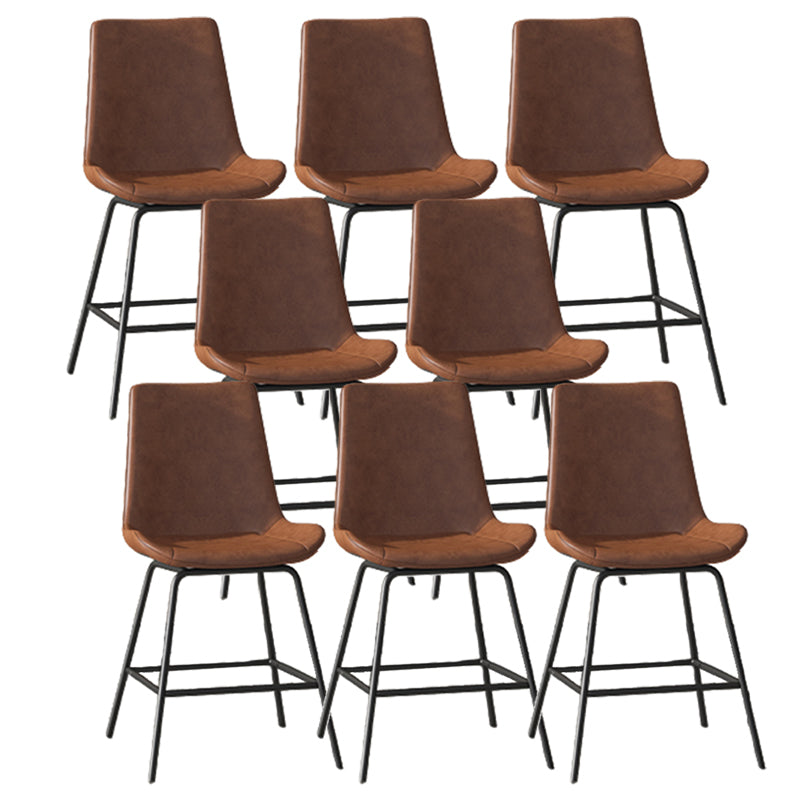 Leather Contemporary Counter & Bar Stools Matte Finish Indoor Stools with Metal Frame