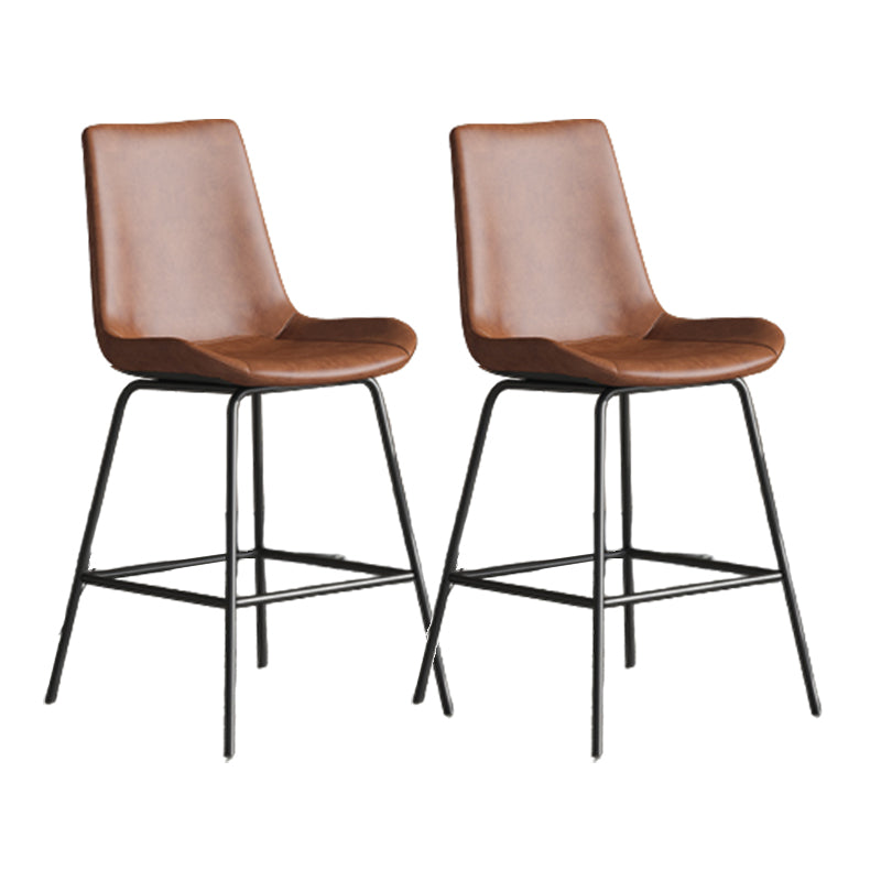 Leather Contemporary Counter & Bar Stools Matte Finish Indoor Stools with Metal Frame