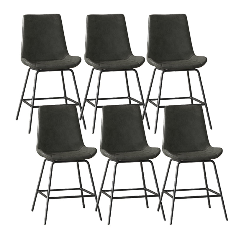 Leather Contemporary Counter & Bar Stools Matte Finish Indoor Stools with Metal Frame