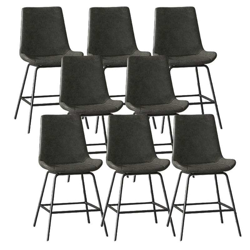 Leather Contemporary Counter & Bar Stools Matte Finish Indoor Stools with Metal Frame