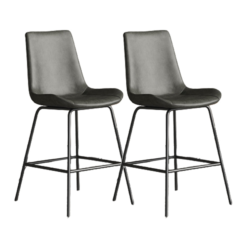 Leather Contemporary Counter & Bar Stools Matte Finish Indoor Stools with Metal Frame