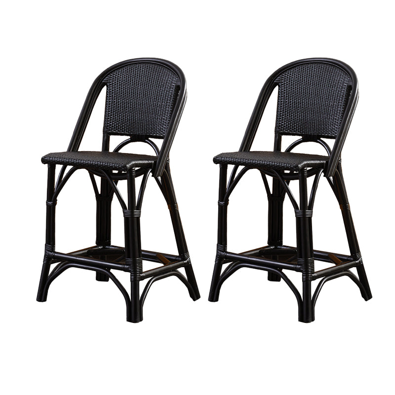 Black Wicker Counter Stools Contemporary Indoor Stools with Wood Frame