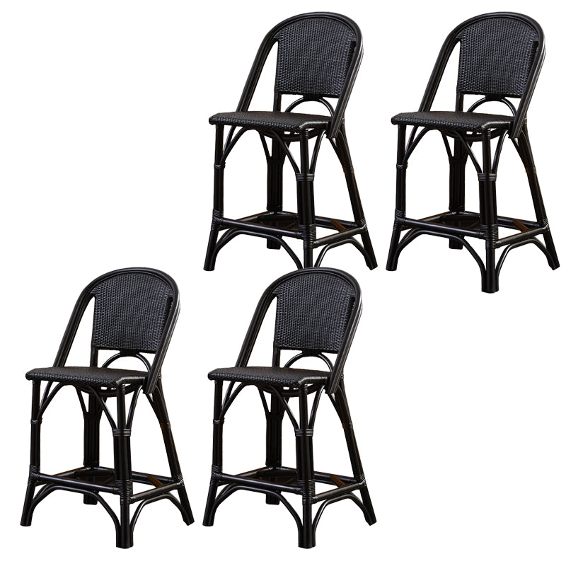 Black Wicker Counter Stools Contemporary Indoor Stools with Wood Frame