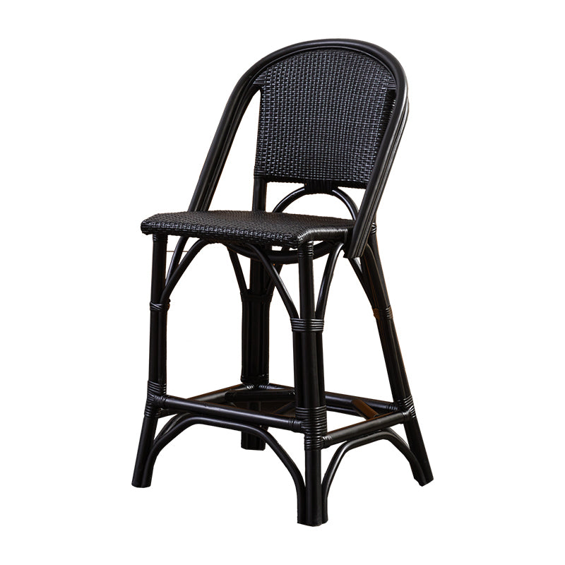 Black Wicker Counter Stools Contemporary Indoor Stools with Wood Frame