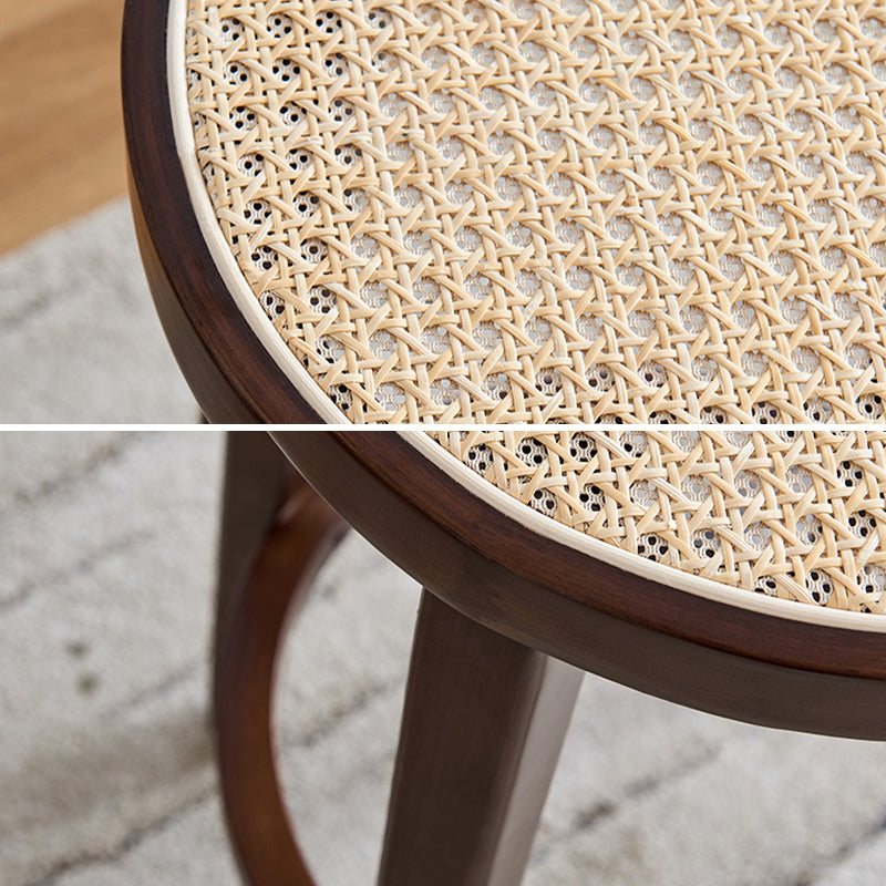 Modern Style Counter Stool Rubberwood Wood Armless Barstool with Footrest