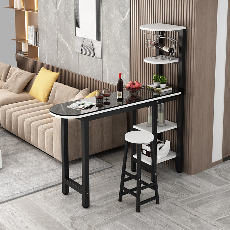 Metal Frame Contemporary Pub Table Matte Finish Manufactured Wood Bar Table