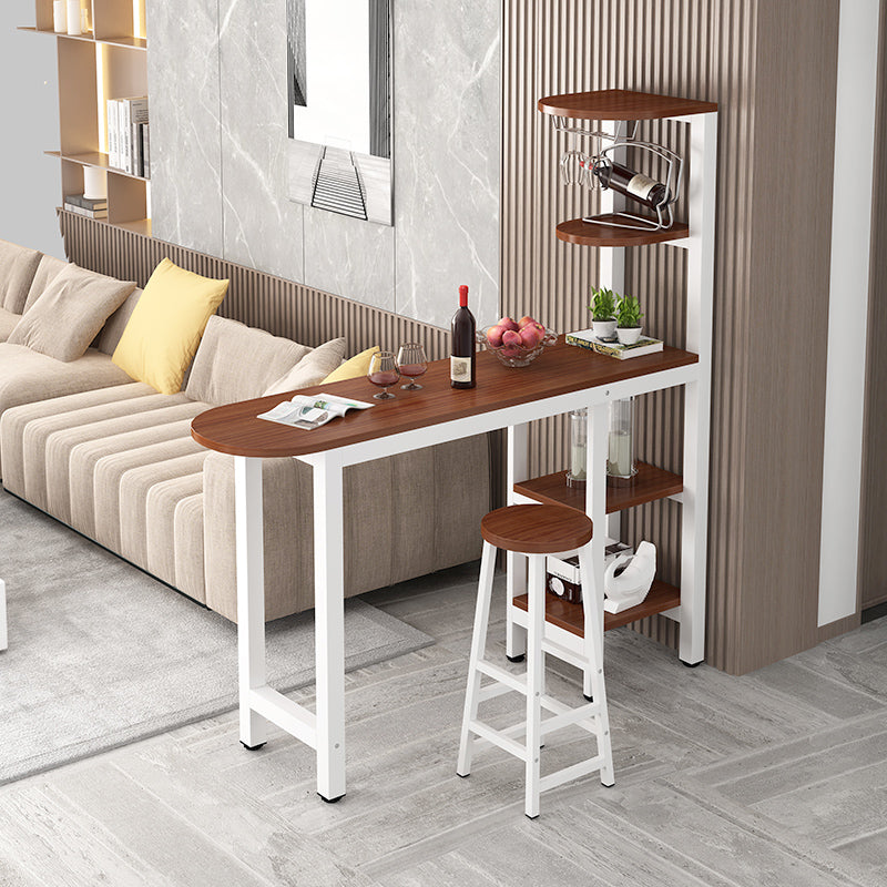 Metal Frame Contemporary Pub Table Matte Finish Manufactured Wood Bar Table