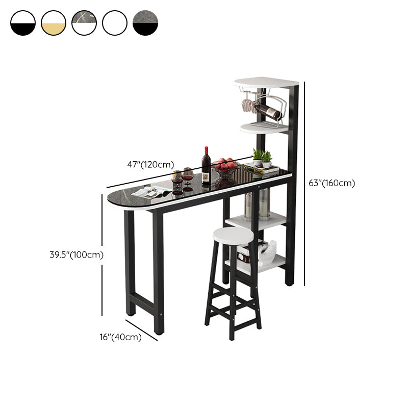 Metal Frame Contemporary Pub Table Matte Finish Manufactured Wood Bar Table