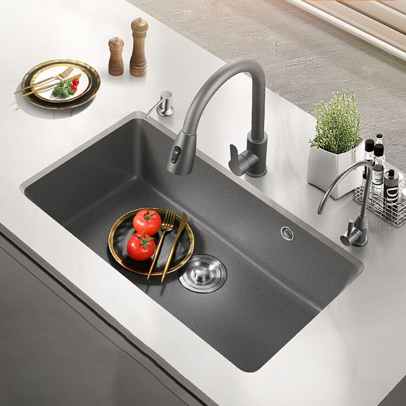 Quartz Kitchen Sink Contemporary Single Bowl Kitchen Sink with Strainer