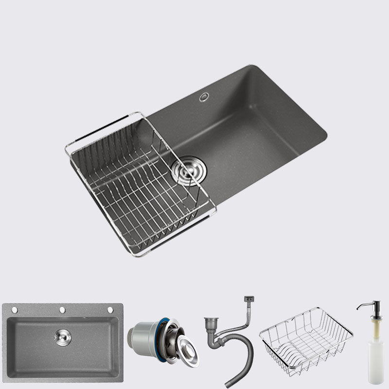 Quartz Kitchen Sink Contemporary Single Bowl Kitchen Sink with Strainer