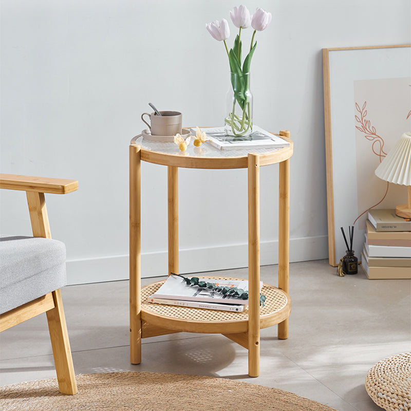 Minimalism Tropical Coffee Table Glass 4 Legs Storage Round Coffee Cocktail Table