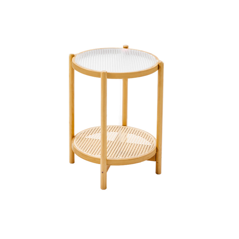 Minimalism Tropical Coffee Table Glass 4 Legs Storage Round Coffee Cocktail Table