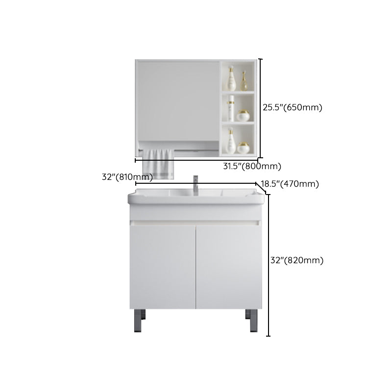 Ceramic Single Bathroom Vanity  Modern White Rectangular Freestanding Vanity Set
