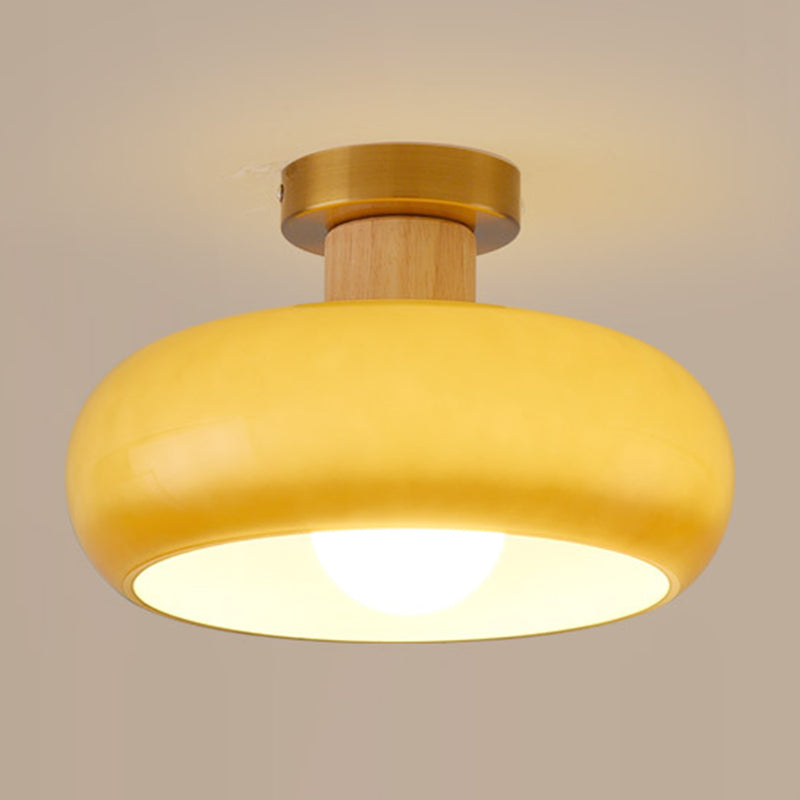 Contemporary Flush Mount Light Wooden Glass Flush Mount Ceiling Light Fixture