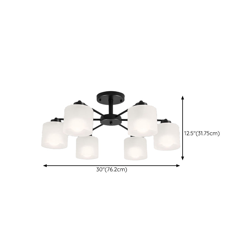 Contemporary Ceiling Lighting Black Semi Flush Mount Fixture with Glass for Living Room